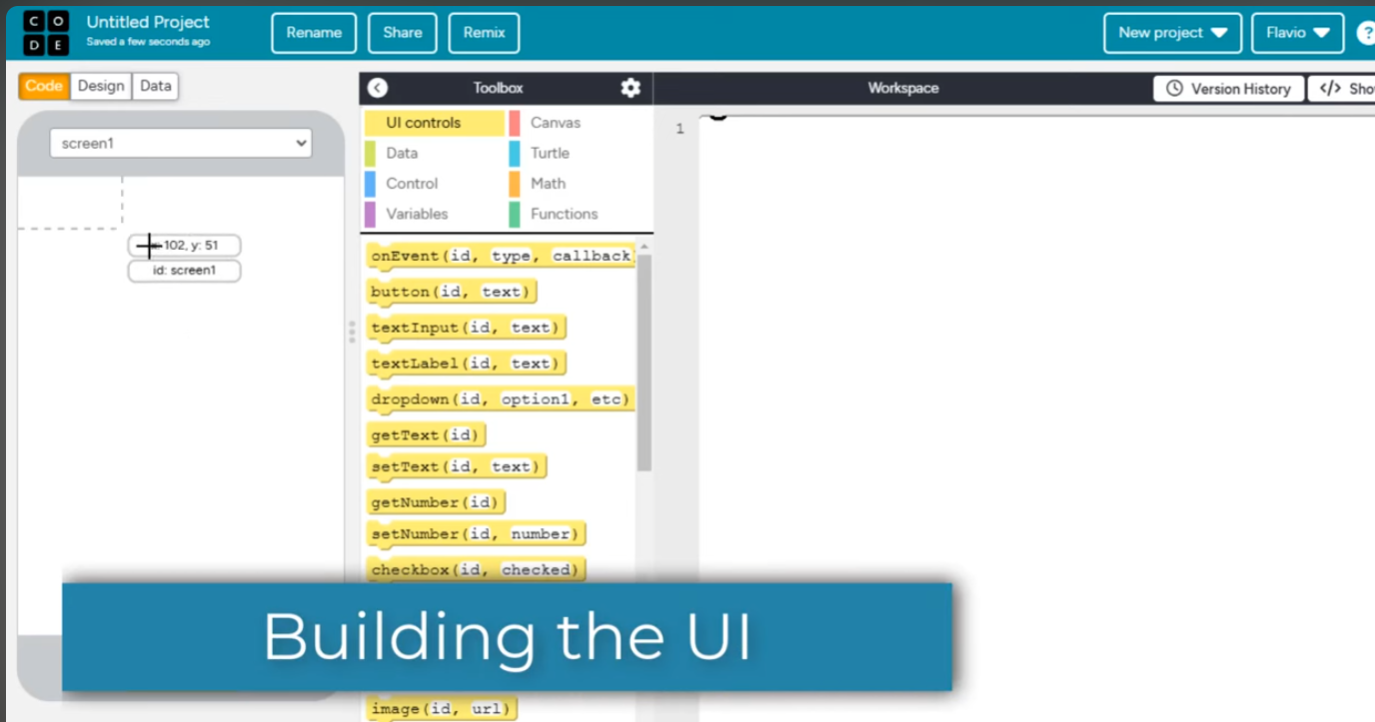User Interface example